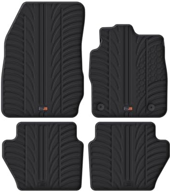 TRAVALL Rubber Car Mats (set of 4) compatible with Ford Fiesta Hatchback (2008-2017) Heavy Duty Floor Mats Moulded Premium Mats Easy Clean Black with Clips - Anti Slip All-Weather Protection