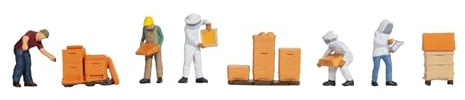 NOCH H0 Figurines d'apiculteur avec ruches - Ensemble de figurines détaillées à l'échelle H0 1:87 pour le modélisme et le diorama