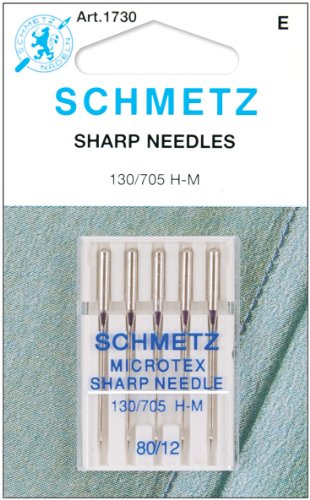 SCHMETZ Microtex Sharp Sewing Machine Needles - Quilting & Topstitching Supplies, Size 80/12, 5-Needle Card, Pack of 1