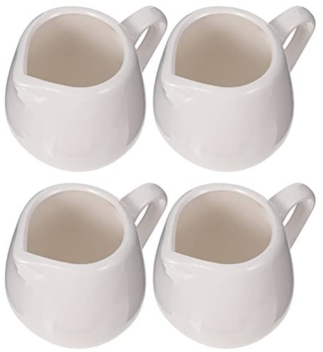 4Pcs Mini Ceramic Sauce Jugs with Handle Spout Kitchen Sauce Containers Creamer for Serving for Home and Restaurant Use