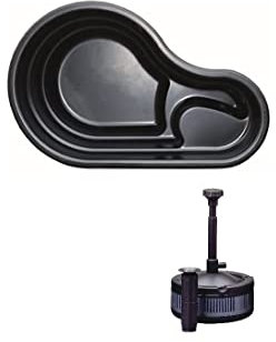 Giardini d'Acqua Kit Laghetto da Giardino Nero MOD Fusine + Pompa Ecopond 2 Lt 150 Stagno Preformato Piante Pesci Koi DIY