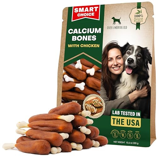 Beloved Pets Dog Treats, Calcium Bones Wrapped Chicken & Rawhide Free Chew 11Oz - Pet Healthy Dried Snacks & Grain Free Meat - Bulk Best Chews for Christmas, Training Small & Large Dogs - Made for USA