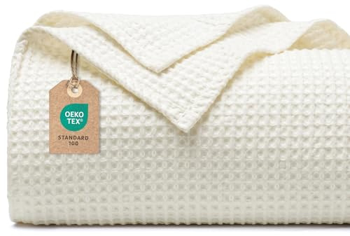 PHF Coperta in 100% cotone, 220 x 240 cm, leggera e traspirante, perfetta per l'estate, certificata Oeko-TEX, qualità della biancheria da letto
