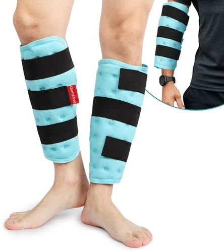 Comfytemp Leg Ice Pack Wrap (2 Packs), Reusable Shin Splints Ice Pack for Injuries, Leg Edema, Swelling, Tendonitis, Hot & Cold Compress for Limbs, Calf, Tennis Elbow, Knees, Arm
