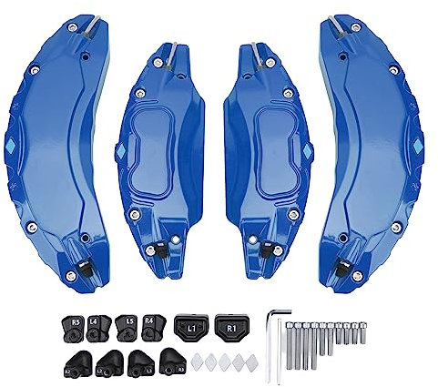 LOCADENCE 4 Piezas Cubiertas de Pinza de Coche, 18in 19in Cubiertas Protectoras de Pinza de Aleación de Aluminio Juego de Fundas de Pinza de Freno de Disco para Neumáticos 255 45 (Azul)