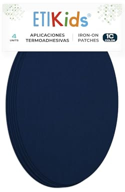 4 Light Navy Iron-On Fabric Repair Patches – Knee & Elbow Patches for Clothes, Trousers, Jackets, Sweaters & Shirts, 16 x 10 cm