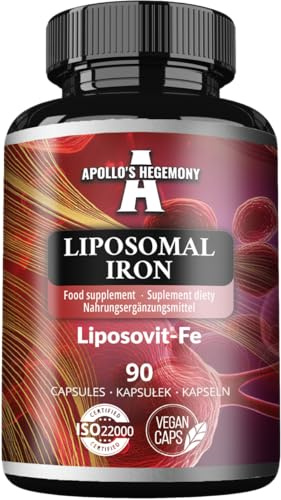 Liposomalt järn 20 mg – 90 veganska kapslar – Järn med hög absorption med Liposovit®-Fe – Stödjer kognitiva funktioner – 3 månaders förråd – Från Apollo's Hegemony