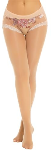 SiiRoh Genomskinliga spetsformade strumpbyxor för kvinnor, ofodrade babydoll-strumpbyxor, urklippta leggings, underkläder