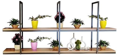 Étagère de plafond à 2 niveaux, étagères suspendues industrielles avec planche en bois massif et cadre en fer forgé, étagères flottantes pour cuisine, rangement de vin pour bar(110x30x80cm)