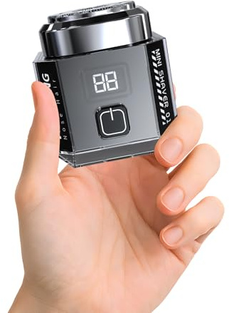 Mini afeitadora eléctrica para hombre con pantalla LED, recortadora profesional 2 en 1 para barba y nariz, IPX7 (en seco y húmedo), 60 min de autonomía inalámbrica - Negra