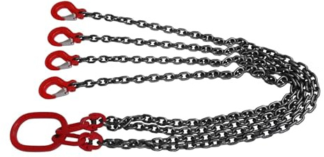 Catene di sollevamento con imbracatura a catena da 5 T, ganci presa industriali a 4 gambe, capacità 6600 libbre, imbracature in lega acciaio G80, paranchi for motori Per Banchina, Cantiere, Fabbrica