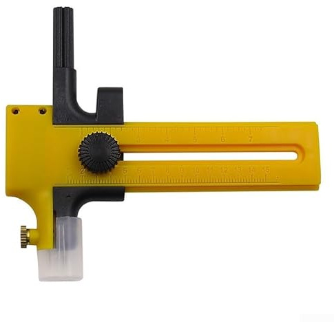 Coupe-cercle pour boussole avec poignée à cliquet pour la fabrication de tissus, loisirs créatifs, scrapbooking, lame en métal rotative pour cardst (jaune)