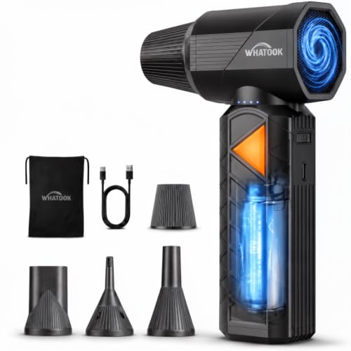 Whatook W02 Pro Compressed Air Duster, 400000RPM Super Power Air Blower | 100 Gears Adjustable Airflow, 12000mAh Battery, Rechargeable Cordless Air Blower for PC Keyboard House Outdoor Car
