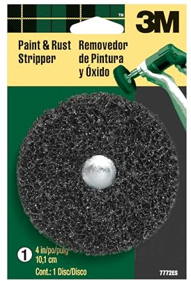 3M Paint and Rust Stripper, 4 in Diameter, For Use on Wood, Metal, Plastic or Fiberglass, Use as a Rotary Disc (on face) or as a Brush (on edge), Fits All Standard Household Drills (7772ES)