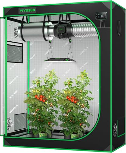 VIVOSUN Growzelt 120x60x150cm lichtdichtes Indoor Hydroponik Zelt mit reflektierendem Mylar Sichtfenster Bodenwanne stabile Rahmenstruktur Pflanzenzelt Gewächshaus S425 Growtent für VS2000