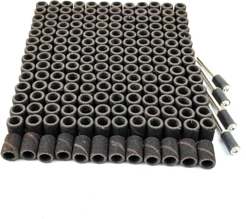 Merryland 184 St Sliphylsor K120 6,5 mm Slipband Sliprulle för Dremel | 180 St Slipcylinder K80 6,5 mm, 4 St Slipspindel, Mini Roterande Verktygstillbehör Elverktyg DIY, RMTA184C4