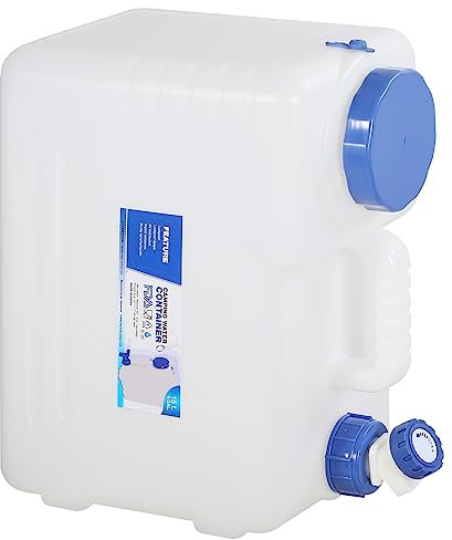 REDCAMP 15Liter Camping Water Container with Tap, Portable Water Bottle Carrier with Spigot for Camping Hiking Outdoor (White-15L)
