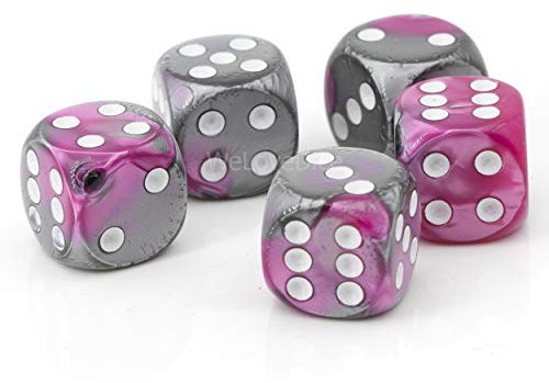 WeLoveBeads W6 Würfel Silber pink/weiß - Made in Germany! - 5Stk