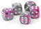 WeLoveBeads W6 Würfel Silber pink/weiß - Made in Germany! - 5Stk