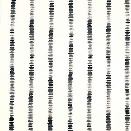 Arthouse Chic Tribal Themed Striped Wallpaper - Vertical Stripe Pattern - Smaller Horizontal Dashes - Tones of Dark Grey & Black - Soft Cream Background - Fabric Effect - Light Textured Finish 909405