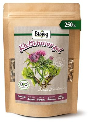 Biojoy Racine de Bardane BIO (250 g), séchées et coupées, pour thé et Infusion, Burdock Root (Radix Bardanae)