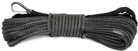 Tiardey 1/4 x 50' 7700LBs Synthetic Winch Line Cable Rope with Sheath - Black