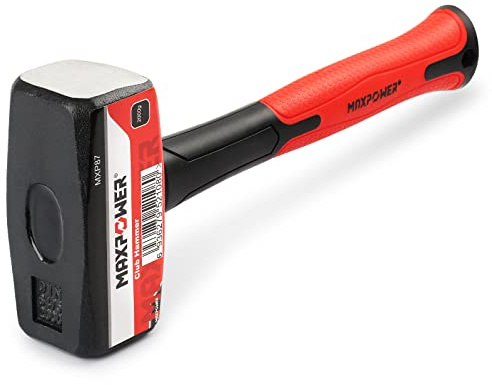 MAXPOWER 4lb Club Hammer, Mini Sledge Hammer with 9-inch Fiberglass Handle, Drop Forged Steel Head