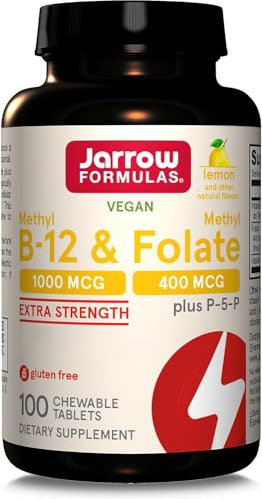 Jarrow Formulas, Methyl B12 1.000mcg/Methyl Folate 400mcg, Deposito di 2 Giorni, Gusto Limone, 100 Compresse vegane, Testate in Laboratorio, Senza Glutine, Vegetariane, Senza Soia, Senza OGM