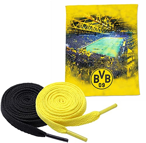 King of Trade BVB Decke Fleecedecke mit Stadionprint (150x200cm) + 2 Paar Fan-Schnürsenkel