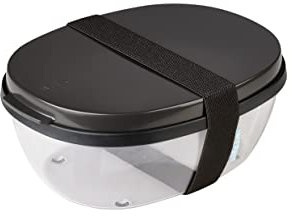 Mepal - Salatbox Ellipse - Salat-Lunchbox mit mehreren Fächern - Bento-Box für Salate unterwegs - Gesundes Mittagessen & Lifestyle - Plastik Meal Prep Box - 1300 ml + 600 ml - Nordic black