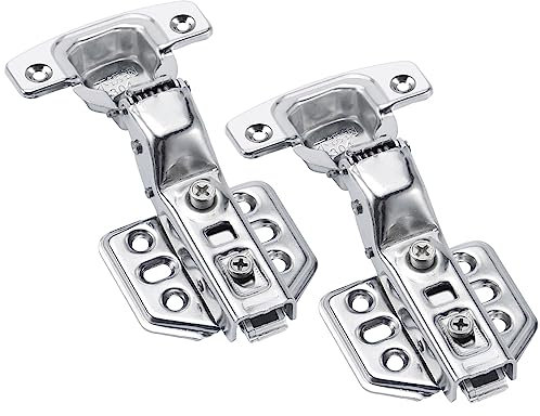 Lot de 2 Charnière Invisible Clipsable avec Amortisseur pour Portes de Meuble, Charnières en Acier Inox pour Placards