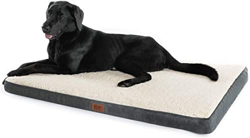 GNCPets Lit orthopédique pour chien - Gris et blanc - Matelas lavable et déhoussable - Mousse de boîte à œufs [91 x 68 x 7,6 cm]