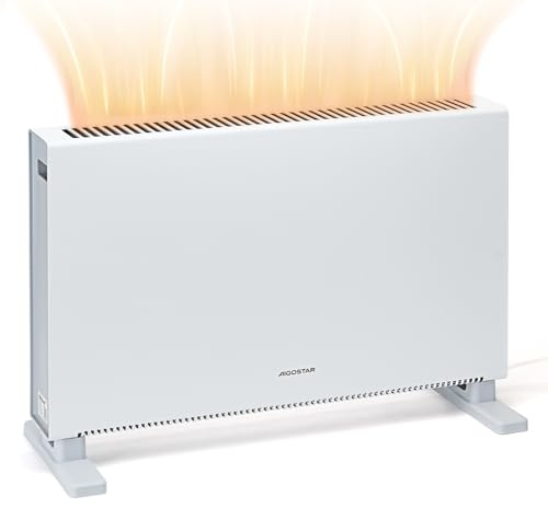 Aigostar 2000W Convecteur Électrique à Faible Consommation, Radiateur Electrique, 3 Niveaux de Puissance, Mode ECO, Thermostat Réglable, Télécommande, Silencieux