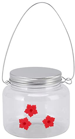 HUONIU Hängendes Vogelfutterhaus, rotes Blumendesign, 475 ml