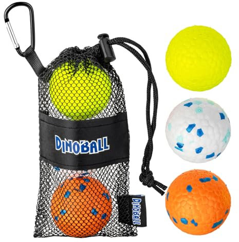 DINOBALL Hundeball Unzerstörbar - 3er Set Dauerhaftes Hundespielzeug | Robuste Tennisbälle für Aggressive Kauer | Perfekt für Große, Mittelgroße & Kleine Hunde sowie Welpen (6,5cm (3er-Set))