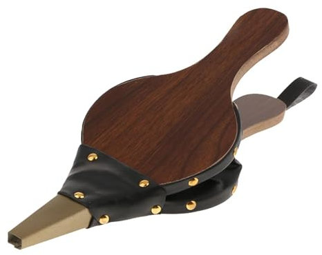 Soffietto per falò a soffietto in legno, soffietto per con cinghia per appendere, ugello in metallo, strumento per caminetto, falò, stufa a legna, barbacco