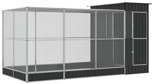 vidaXL Aviary with Extension Silver 416x203x216 cm Steel