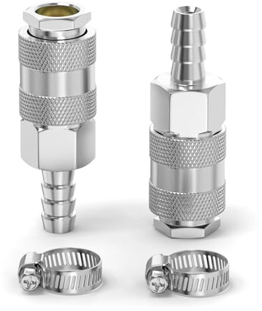 ERGAOBOY 2 piezas Machode aire industrial de acoplamiento con 6MM manguera de lengüeta, de conexión rápida de aire neumático compresor de manguera de accesorios