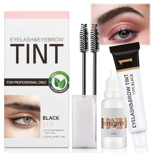 AuraAnge Eyebrow & Eyelash Tint Kit, Black Eyebrow Dye, Semi-Permanent Eyelash Tint, Volume Lashes & Full Brows Last 4 Weeks, Fast & Easy Application with All Tools, Sensitive Skin Friendly, 30ml