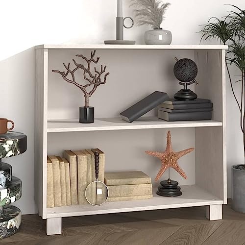 HaoChrymec Credenza Rustica a 2 Ripiani in Massello di Pino e MDF, Credenza Cucina, Design Naturale, Mobile Bianco per Cucina Bassa, Madia Moderna Soggiorno, per Soggiorno, Ecc, 85x35x80 cm