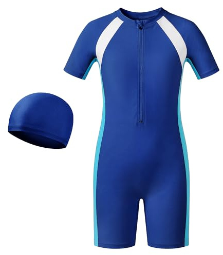 Baogaier Boys Swimming Costume with Cap Kids One-Piece Swimsuit, 6-7 Years