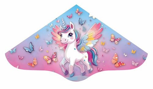 Günther flygspel 1290 – enlinsdrake rosalia, ca 98 x 53 cm, barndrake av robust PE-film, för barn från 4 år, inklusive handtag och draksnöre