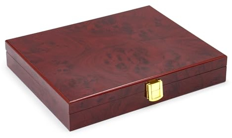 SAFE 5796 Wurzelholz Münzkassette Premium mit 3 Tableaus für 90 Stück bis 32,5 mm Ø 10 Euro / 20 Euro-Münzen - Format: 258 x 205 x 45 mm