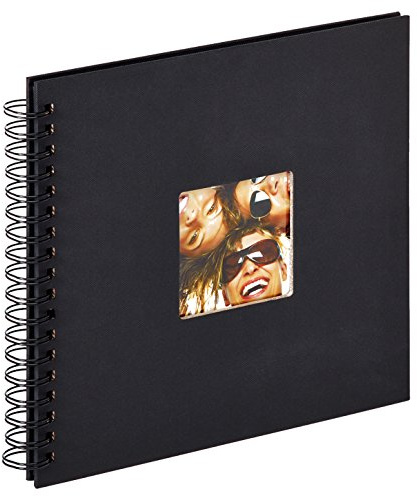 walther design Album Fotografico Nero 26 x 25 cm Album a Spirale con Ritaglio di Copertina, Fun SA-108-B