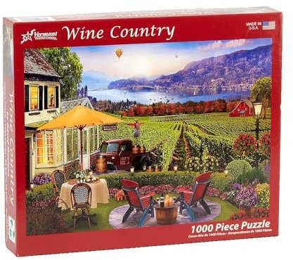 Vermont Christmas Company Wine Country Jigsaw Puzzle 1000 Piece - Vineyard Themed Puzzles for Adults - Fully Interlocking & Randomly Shaped Pieces