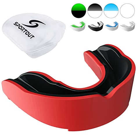 Sportout Gum Shield, Custom Mouldable Gel Fit Mouthguard, Sports Mouth Guard with Case, Perfect for Karate, Lacrosse, Hockey, Boxing and Other Contact Sports, Adult & Junior