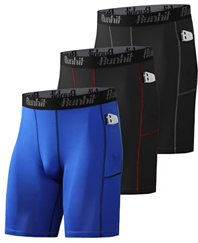 Runhit Compression Shorts Men with Pocket,Underwear for Men Spandex Running Shorts Workout
