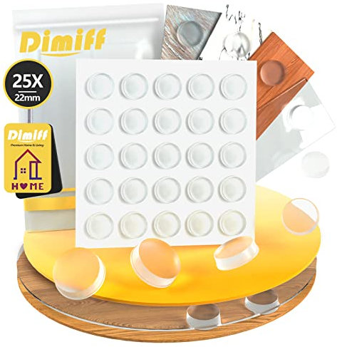 Dimiff Insonorisé Tampon Porte 25pcs, Patin Silicone, Amortisseur Porte Transparent, Patin Caoutchouc Autocollant pour Armoires, Tiroirs, Portes, Couvercles De toilettes, Tables, Chaises