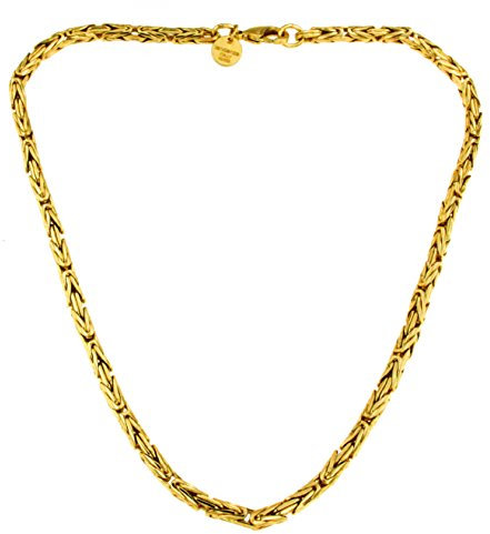 Byzantiner Königskette rund geschliffen 18kt vergoldet 4mm Länge 70cm, Halskette Herren-Kette Goldkette Damen Geschenk Schmuck ab Fabrik Tendenze-Italy