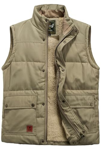 Btmpmcs Chaleco de Forro Polar para Hombre Otoño Invierno Cálido Chaqueta Sin Mangas Chalecos de Trabajo Acolchado con Múltiples Bolsillos Bodywarmers Abrigo a prueba de viento
